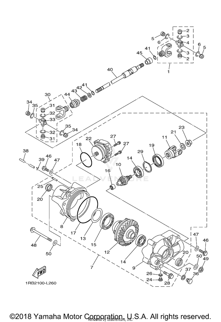 Front Differential RHINO 700 SPORT EDIT - YXR7FSPB - 2012 Schematic