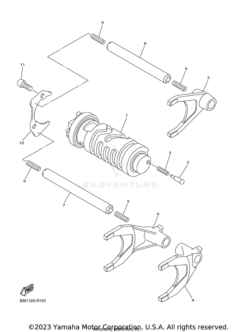 Shift Cam & Fork Schematic