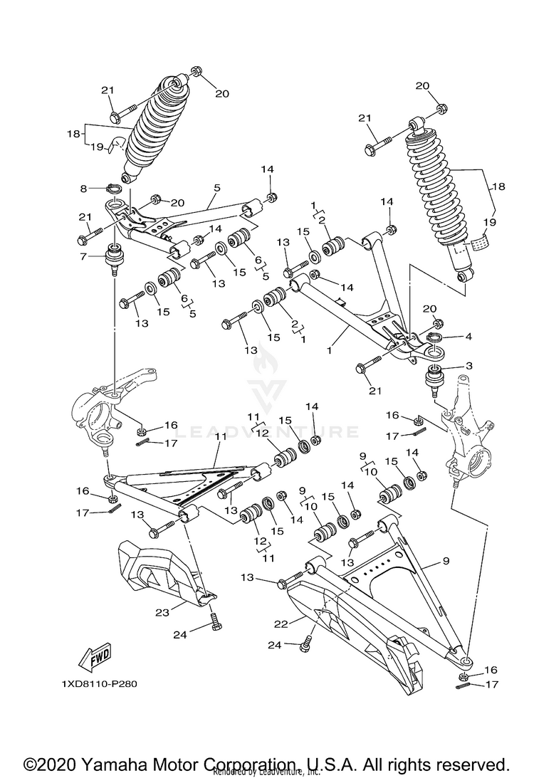 Front Suspension Wheel VIKING EPS HUNTER - YXM70VPHLH - 2020 Schematic