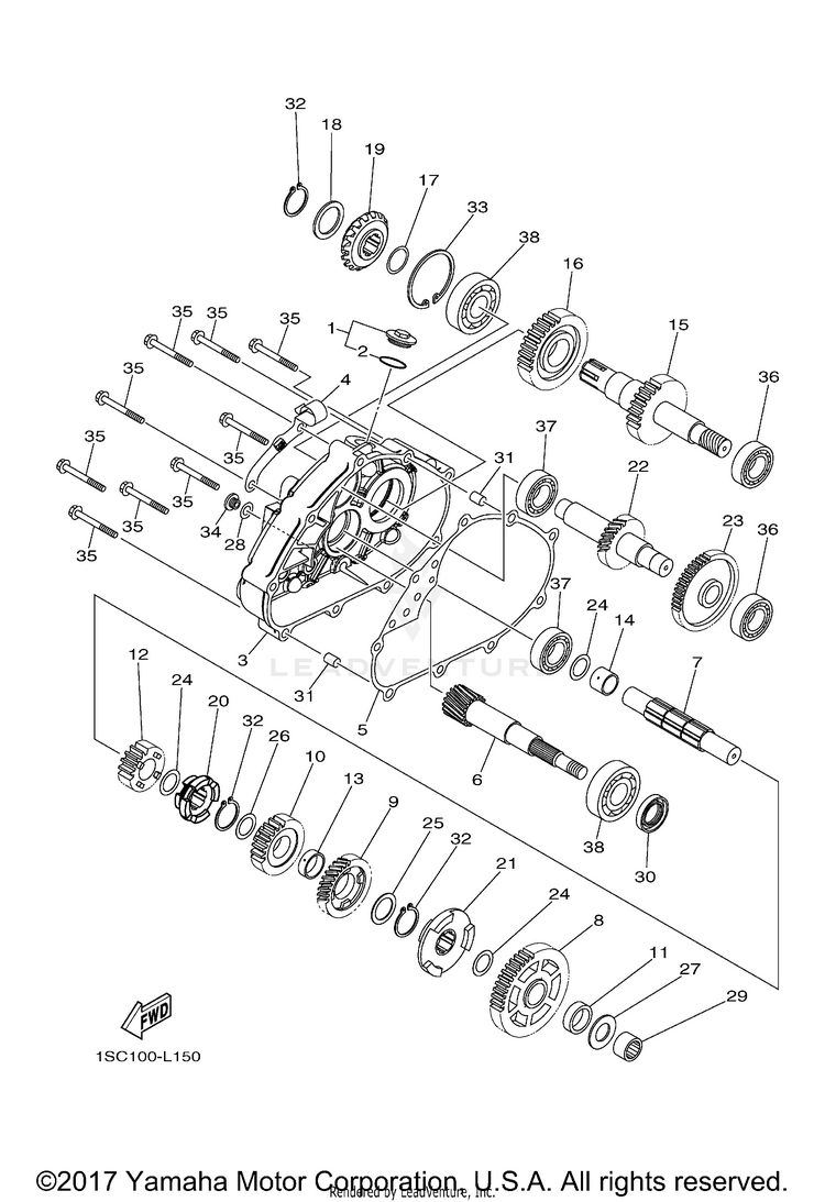 Transmission GRIZZLY 300 - YFM30GBGR - 2012 Schematic