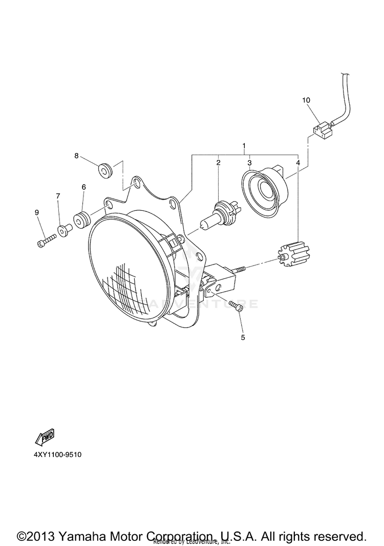 Headlight VENTURE MM LIMITED EDITION (CA Ed.) - XVZ13TFSMC - 2000 Schematic
