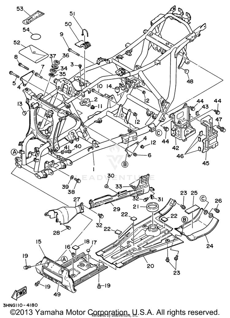 Frame BIG BEAR 4WD - YFM350FWH - 1996 Schematic