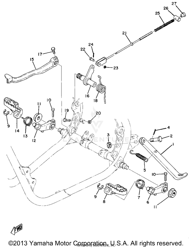 Stand - Footrest - Brake Pedal Schematic