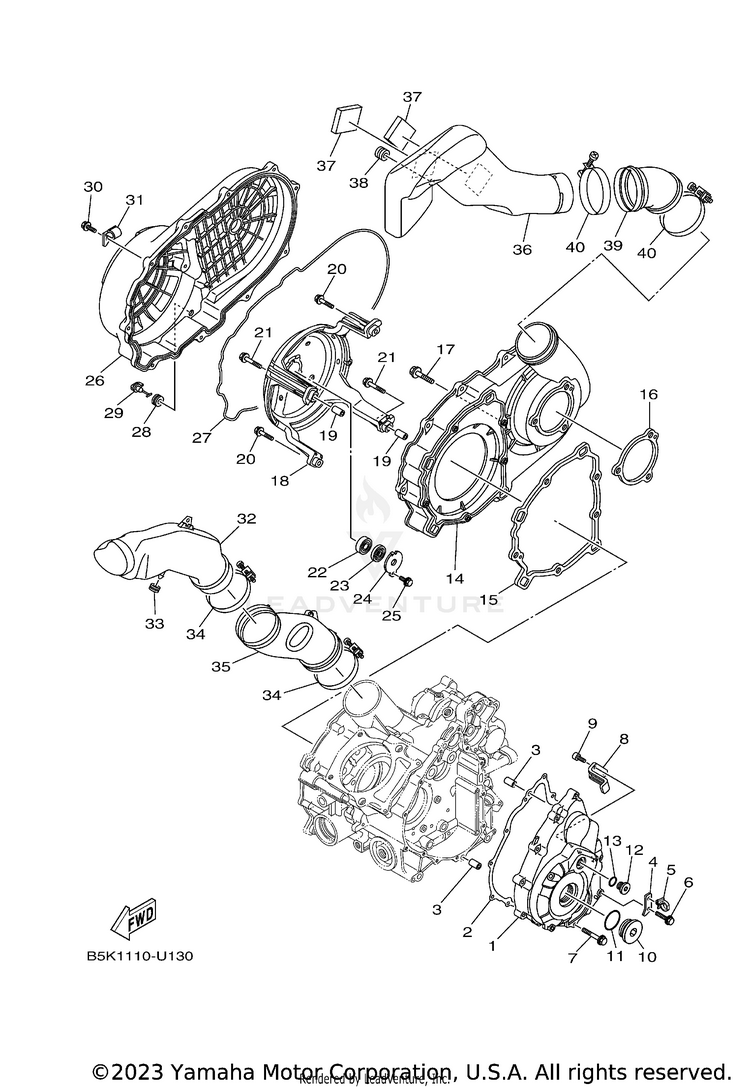 Crankcase Cover 1 KODIAK 700 EPS - YFM70KPAPG - 2023 Schematic