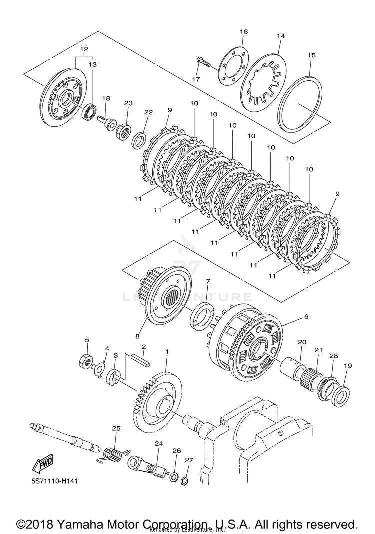 Clutch V STAR 950 TOURER - XVS95CTDCB - 2013 Schematic