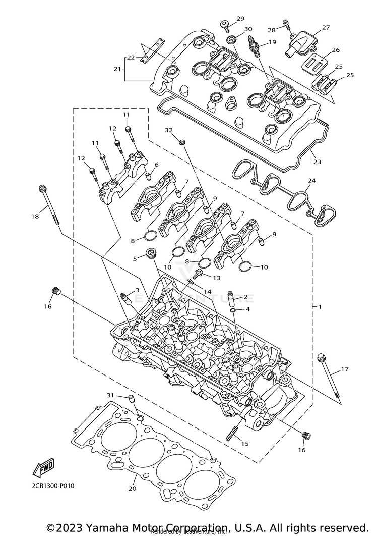 Cylinder Head YZFR1 - YZFR1FCB - 2015 Schematic