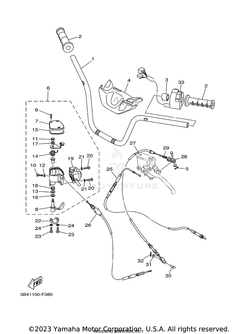 Steering Handle Cable GRIZZLY 700  DUCKS - YFM7FGPDUW - 2007 Schematic