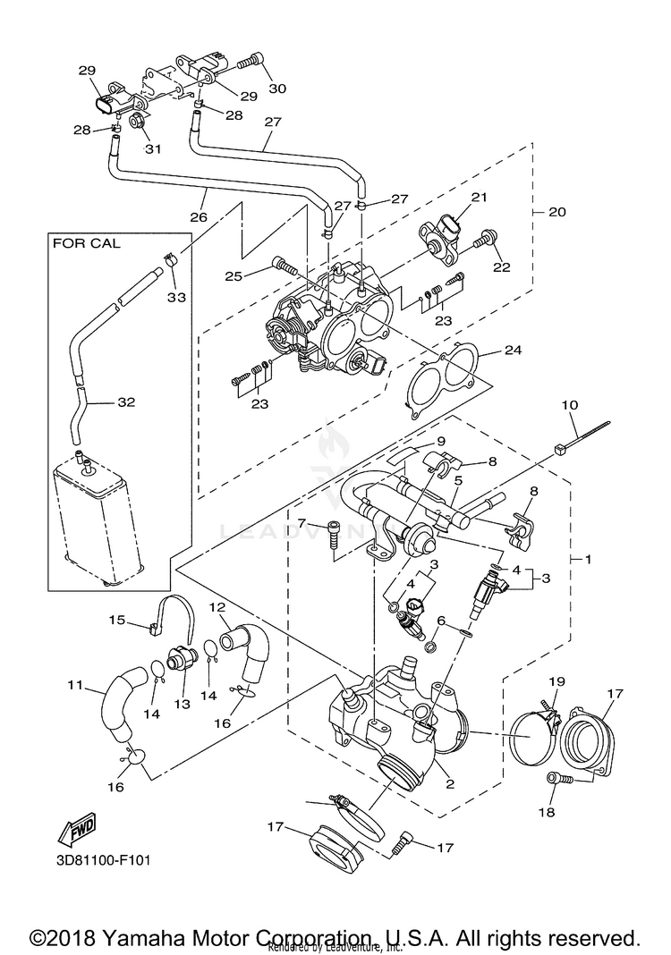 Intake 1 V STAR 1300 - XVS13AYCB - 2009 Schematic