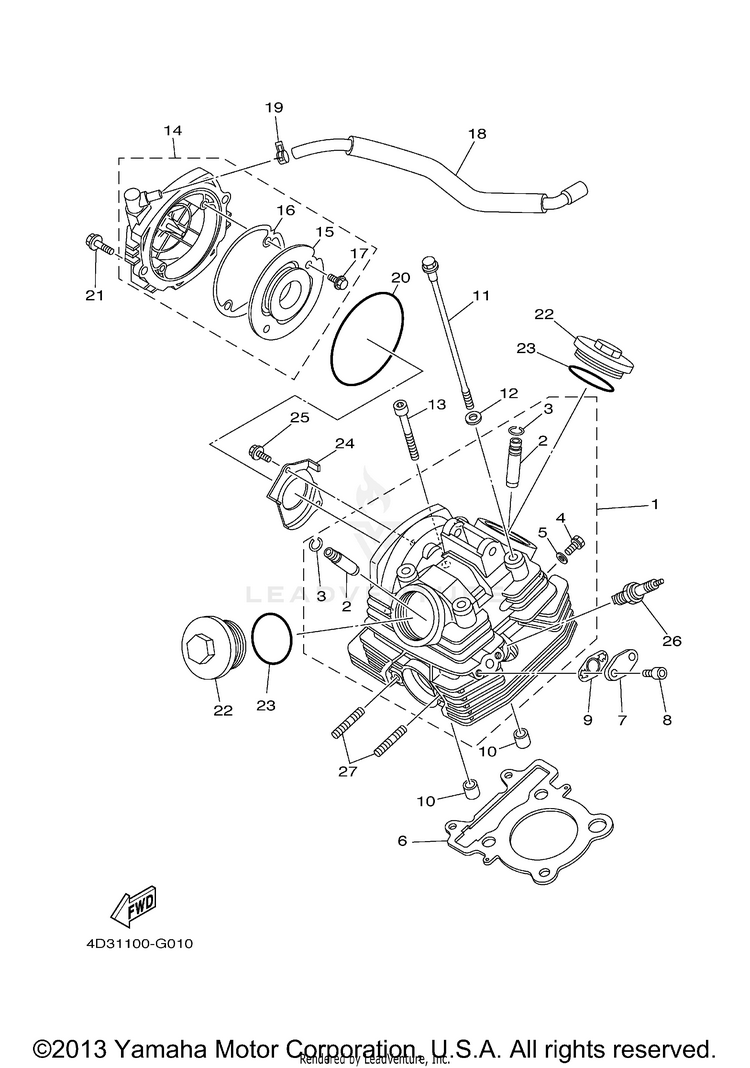 Cylinder Head RAPTOR 250 - YFM25RYL - 2009 Schematic