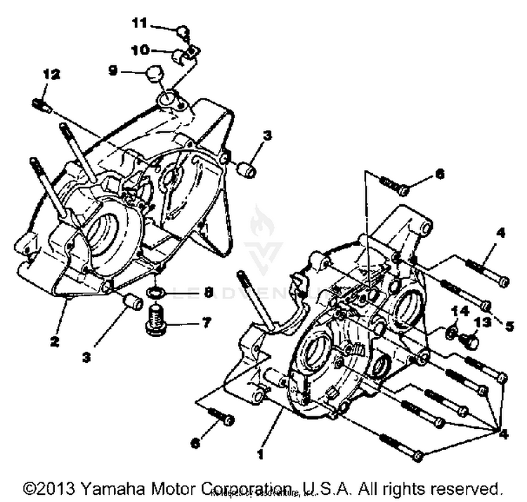 Crankcase Gt80e - Gt80e-009161 - Gt80f GT80E - 1978 Schematic