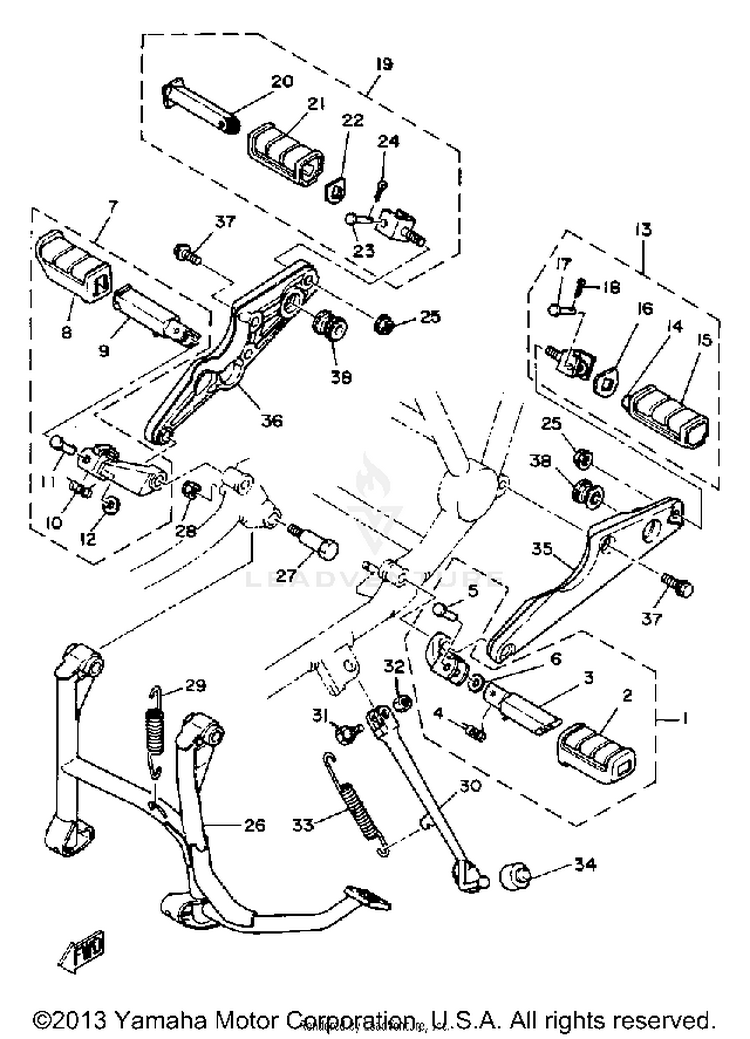 Stand Footrest XS1100LG - 1980 Schematic