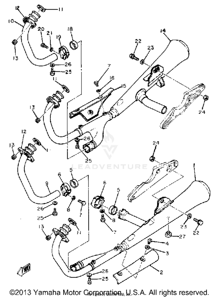 Exhaust XS1100H - 1981 Schematic