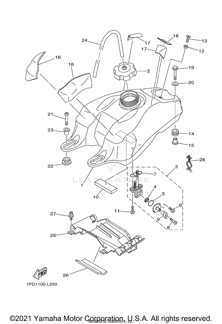 Fuel Tank YFZ450 - YFZ45DB - 2013 Schematic
