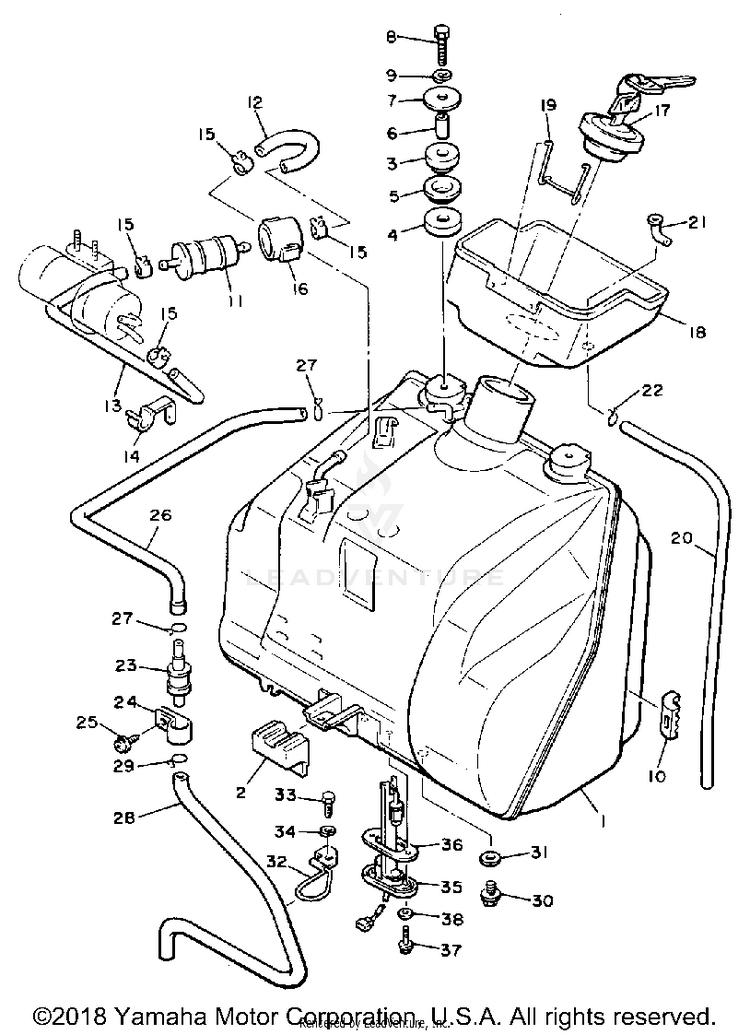 Fuel Tank California Model Only Schematic