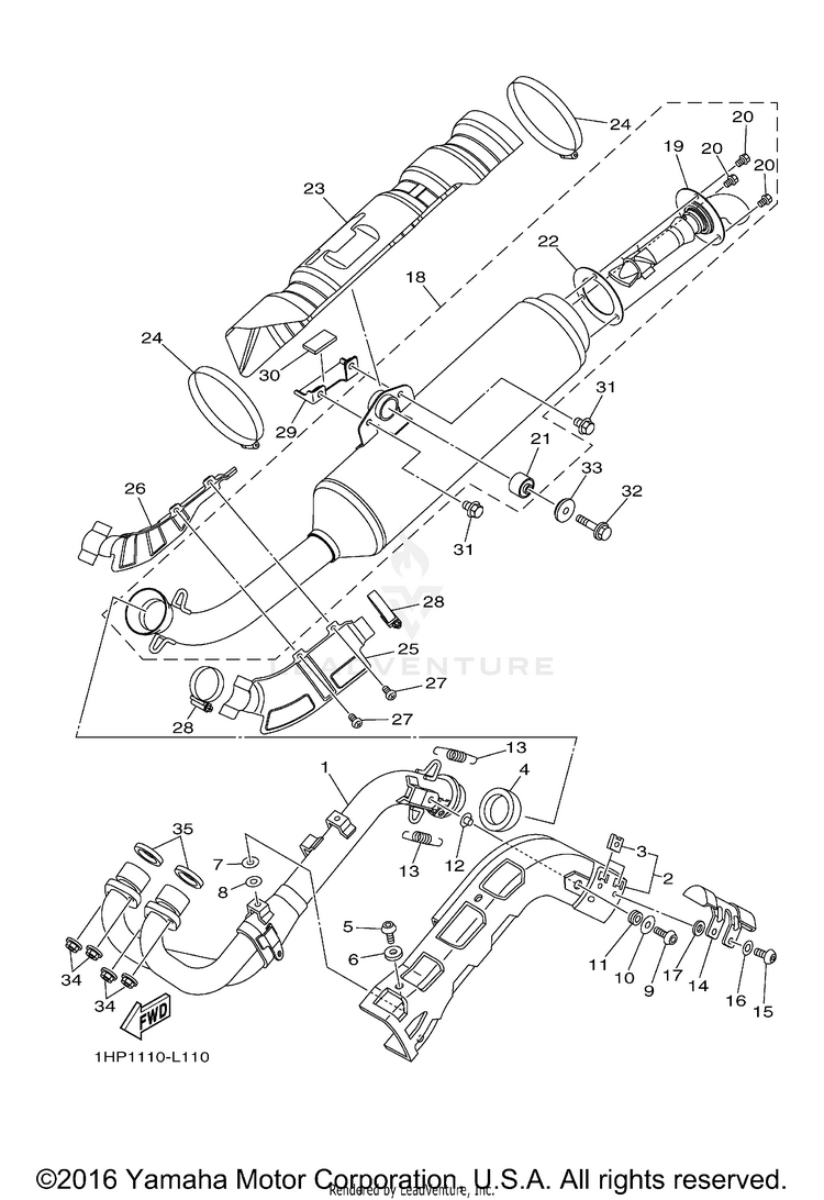 Exhaust GRIZZLY 550 4WD - YFM5FGDGR - 2013 Schematic