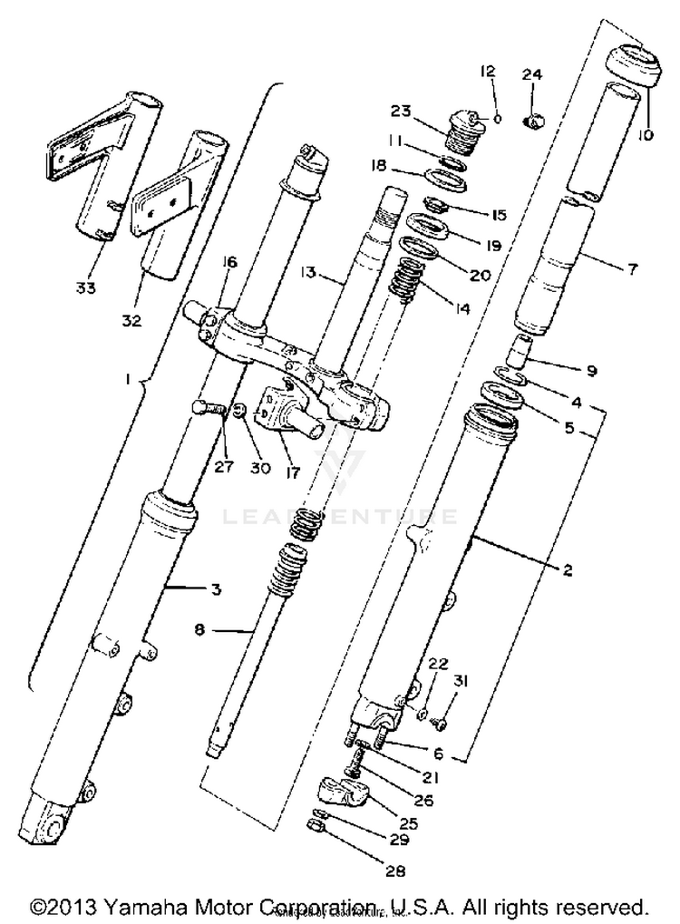 Front Fork XS1100G - 1980 Schematic