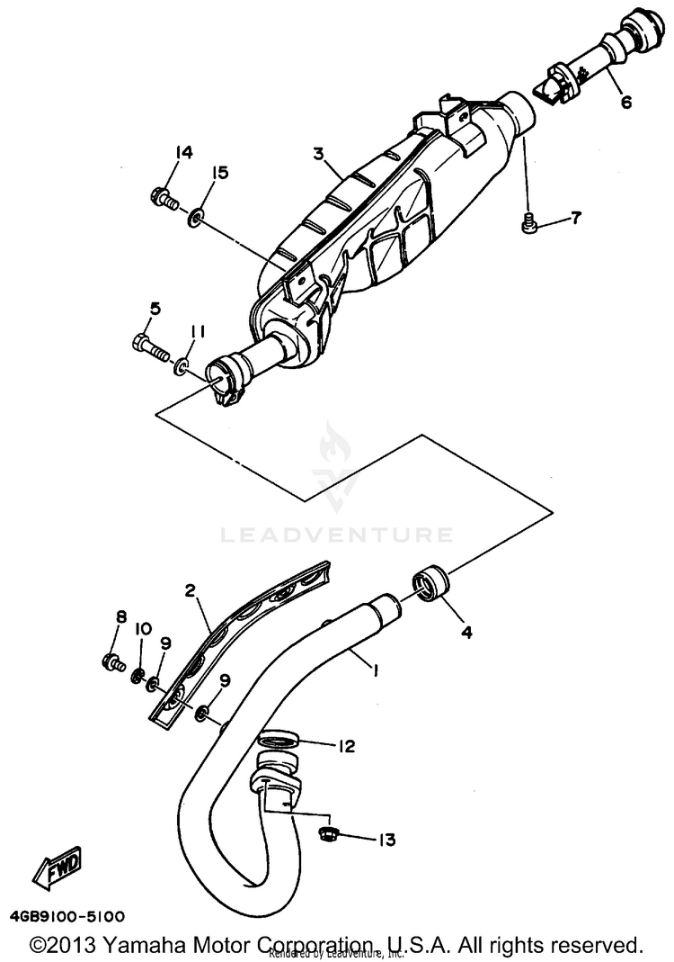 Exhaust BIG BEAR 4WD - YFM350FWG_ - 1995 Schematic