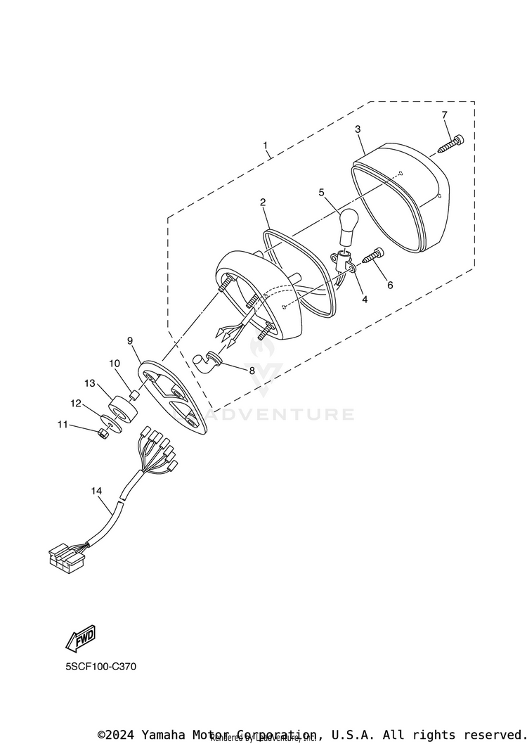 Taillight V STAR 650 SILVERADO - XVS65ATYCB - 2009 Schematic