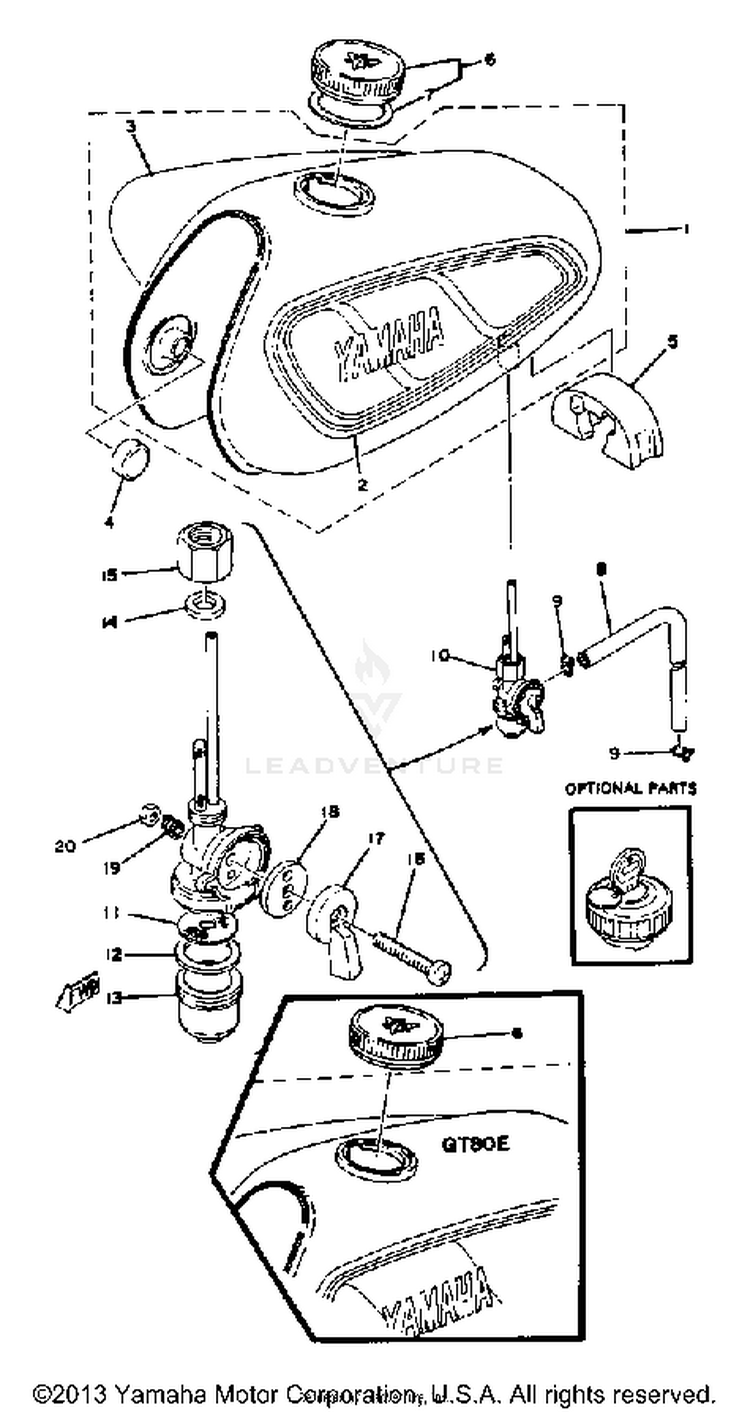 Fuel Tank Gt80e - Gt80e-009161 GT80E - 1978 Schematic