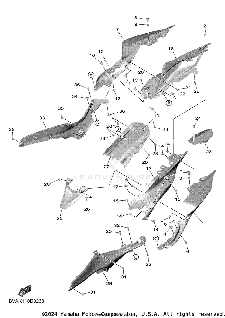 Side Cover YZFR7 - YZFR7SCB - 2025 Schematic