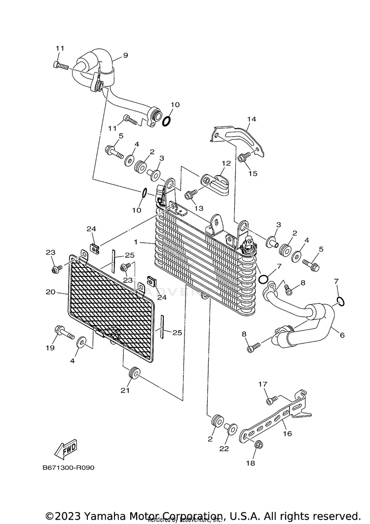 Oil Cooler FZ10 - FZ10HCB - 2017 Schematic