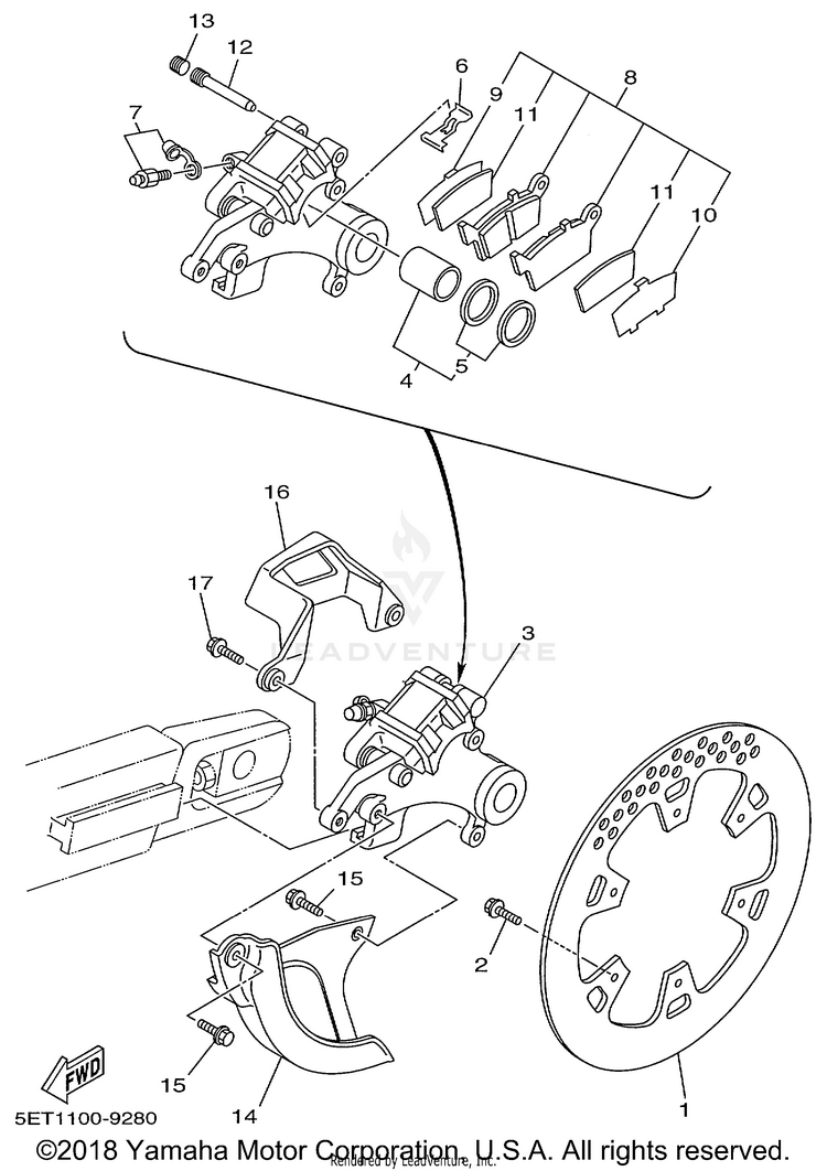 Rear Brake Caliper Schematic