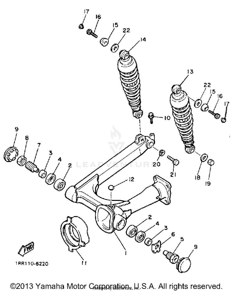 Swing Arm Rear Shocks VIRAGO 700 - XV700SSC - 1986 Schematic