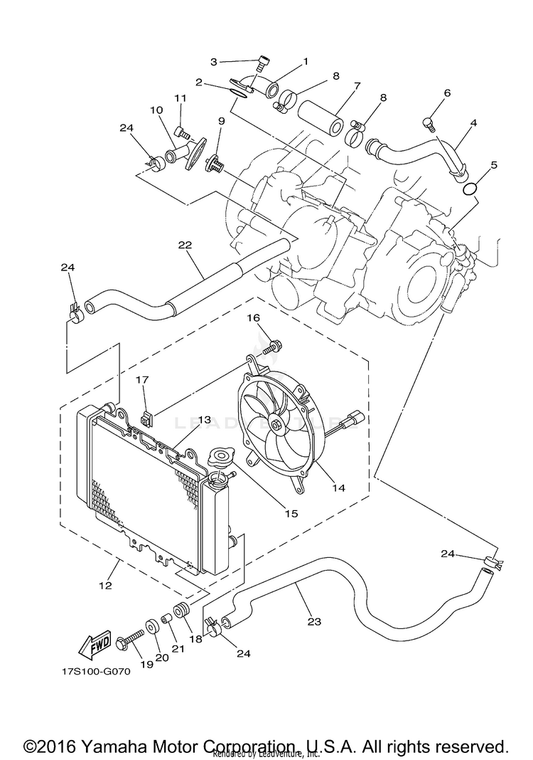 Radiator Hose GRIZZLY 400 4WD - YFM4FGX - 2008 Schematic