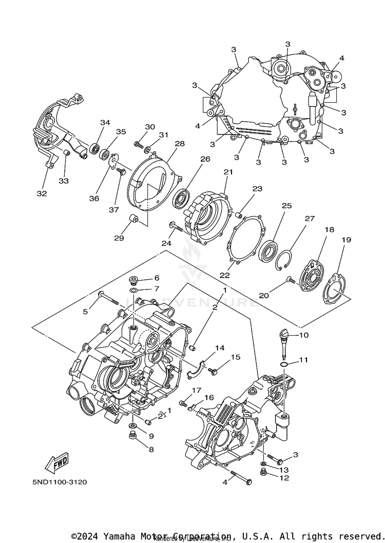 Crankcase GRIZZLEY 450 HUNTING - YFM450DAEH - 2014 Schematic