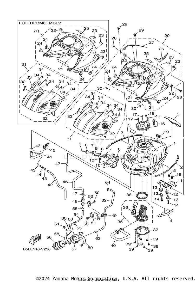 Fuel Tank YZFR3 ABS - YZFR3ALB - 2020 Schematic