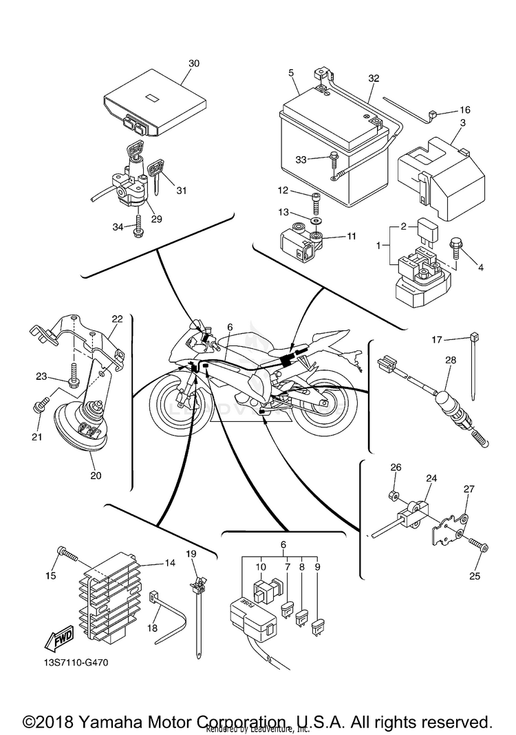 Electrical 2 YZFR6 - YZFR6GCGY - 2016 Schematic