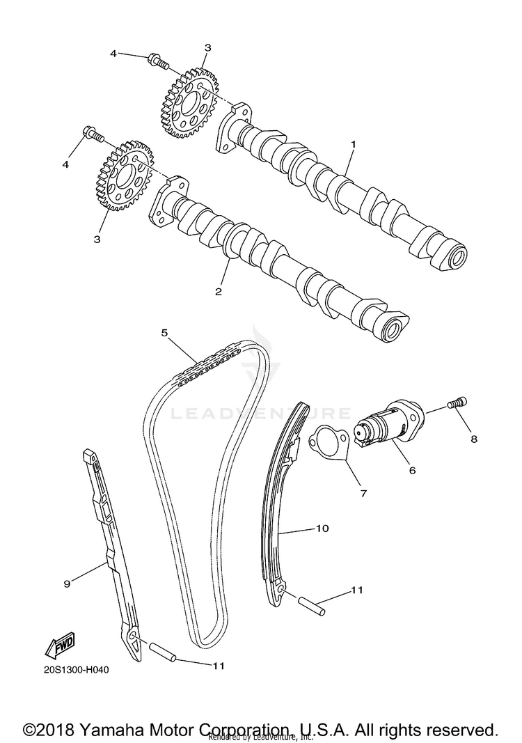 Camshaft Chain FZ6R - FZ6RYCB - 2009 Schematic