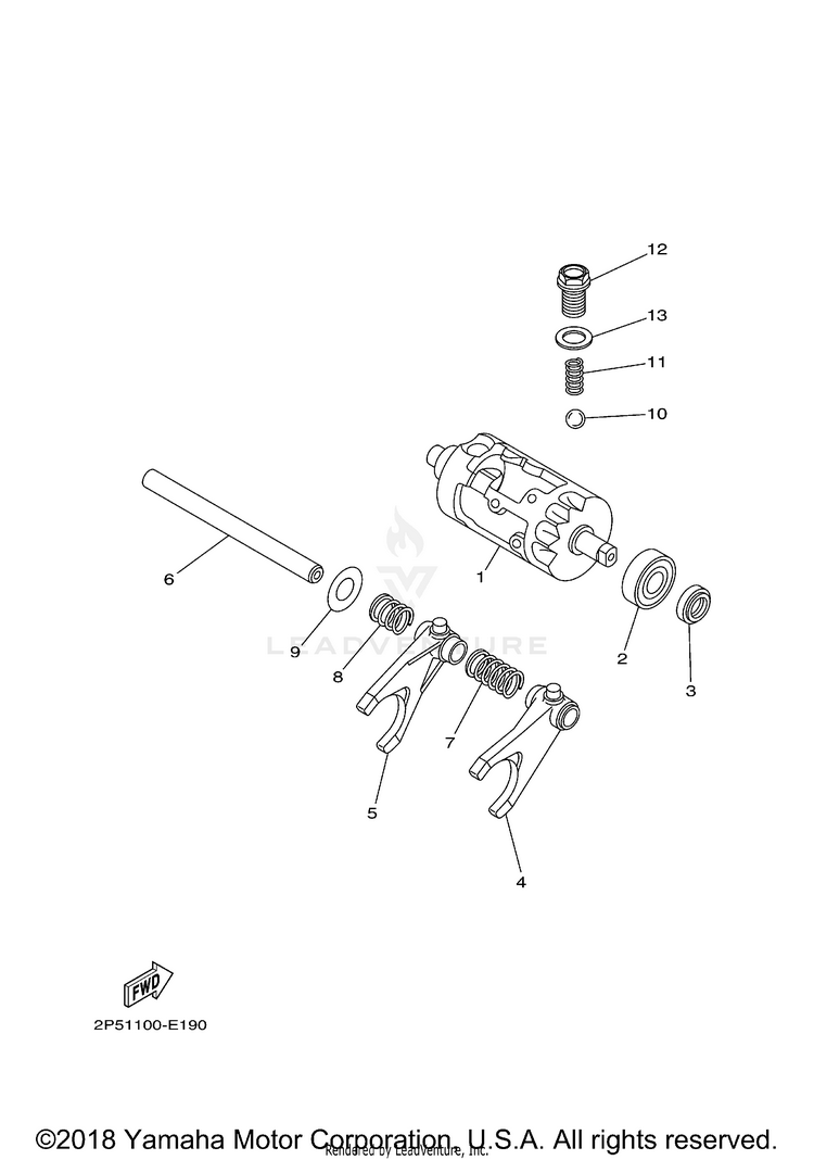 Shift Cam Fork RHINO 450 HUNTER - YXR45FHX - 2008 Schematic