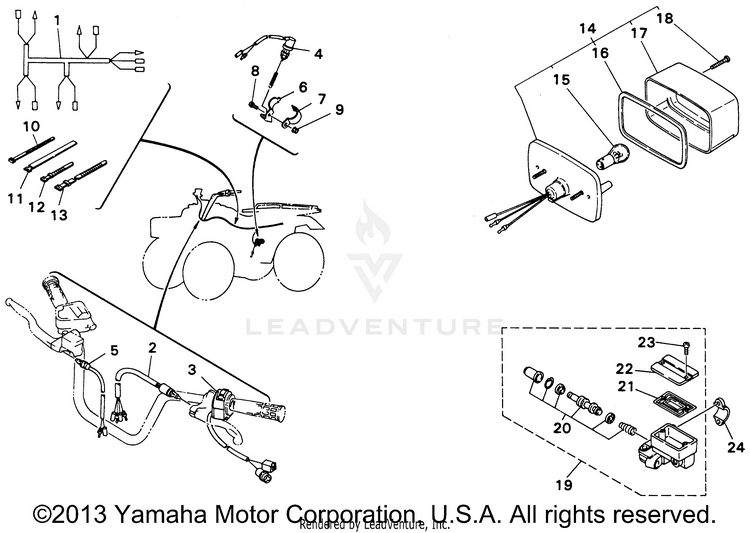 Taillight Kit Maine & New Hampshire KODIAK 4WD - YFM400FWG_ - 1995 Schematic