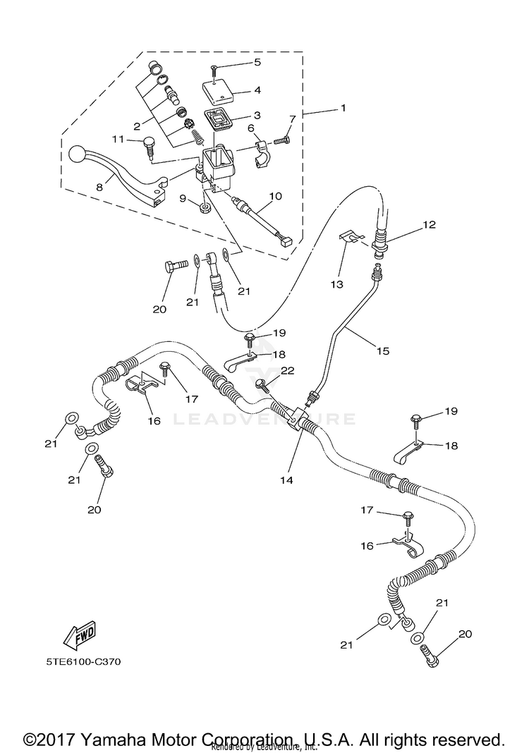 Front Master Cylinder GRIZZLY 450 4WD - YFM45FGYB - 2009 Schematic