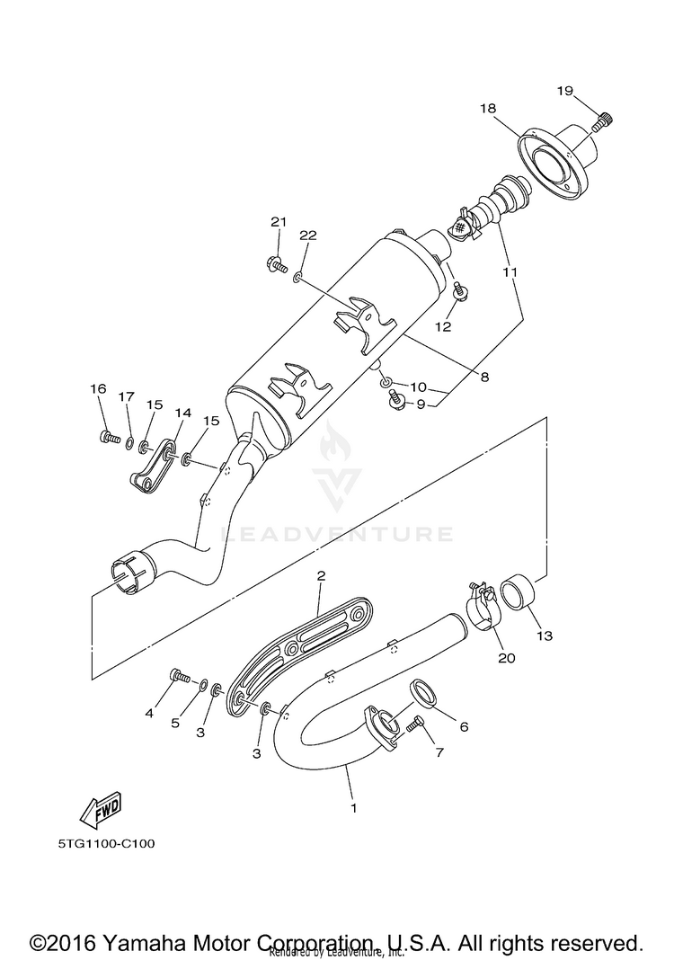 Exhaust YFZ450 - YFZ450S - 2004 Schematic