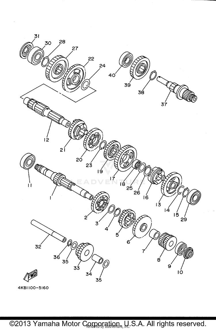 Transmission WOLVERINE 4WD - YFM350FXH_ - 1996 Schematic