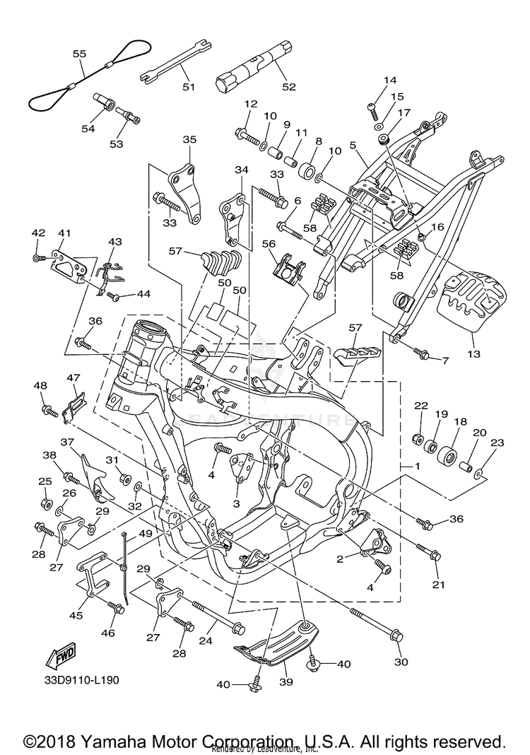Frame YZ450F - YZ450FDL - 2013 Schematic