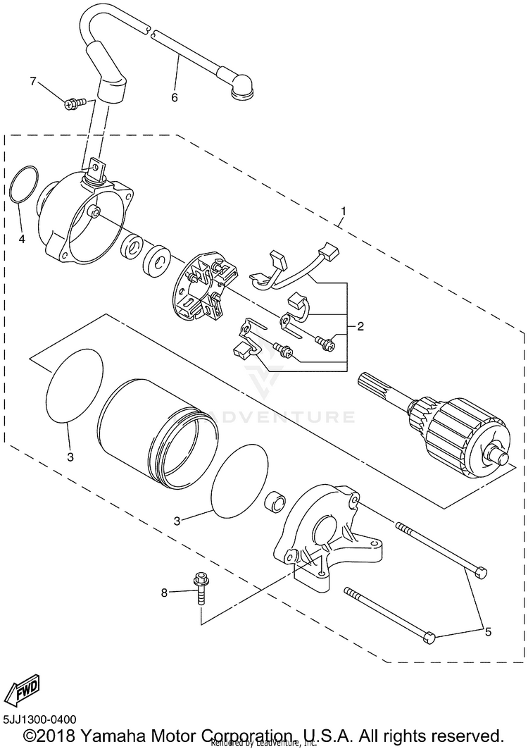 Starting Motor YZFR1 - YZFR1NC - 2001 Schematic