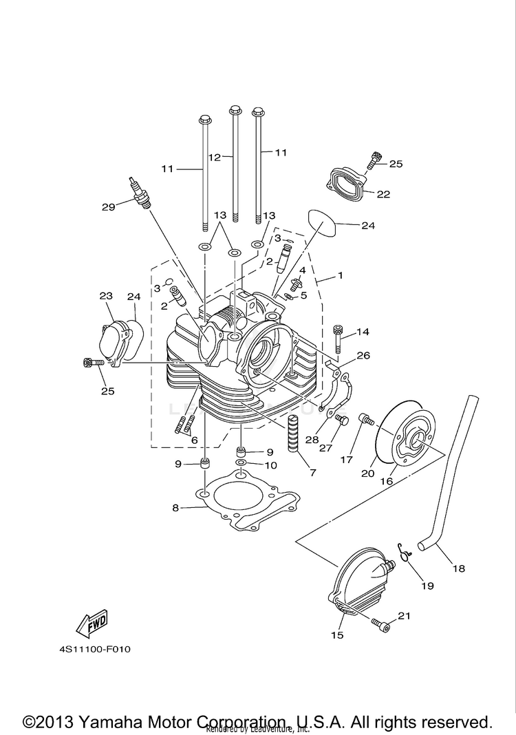 Cylinder Head BIG BEAR 400 4WD - YFM40FBYB - 2009 Schematic
