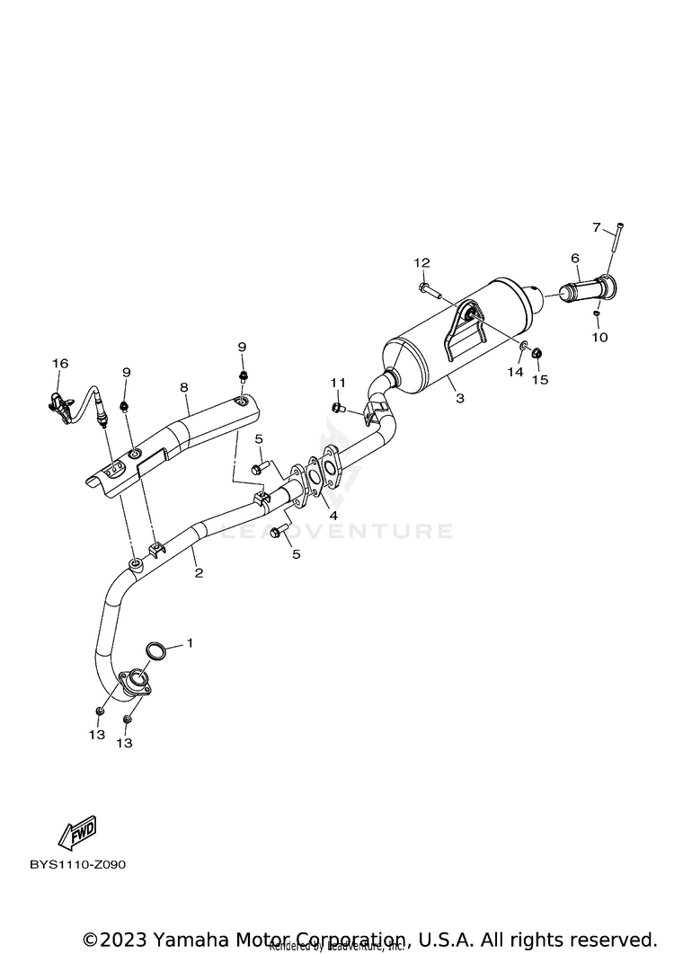 Exhaust RAPTOR 110 - YFM01RYXRG - 2024 Schematic