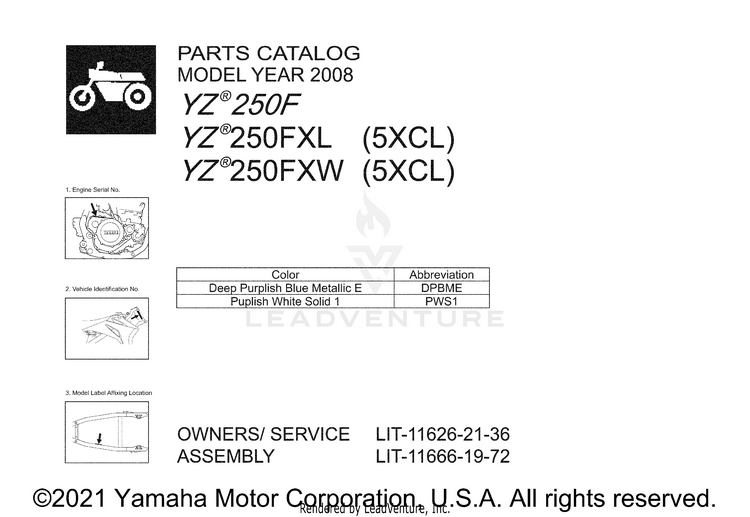 1 Title Page YZ250F - YZ250FXL - 2008 Schematic