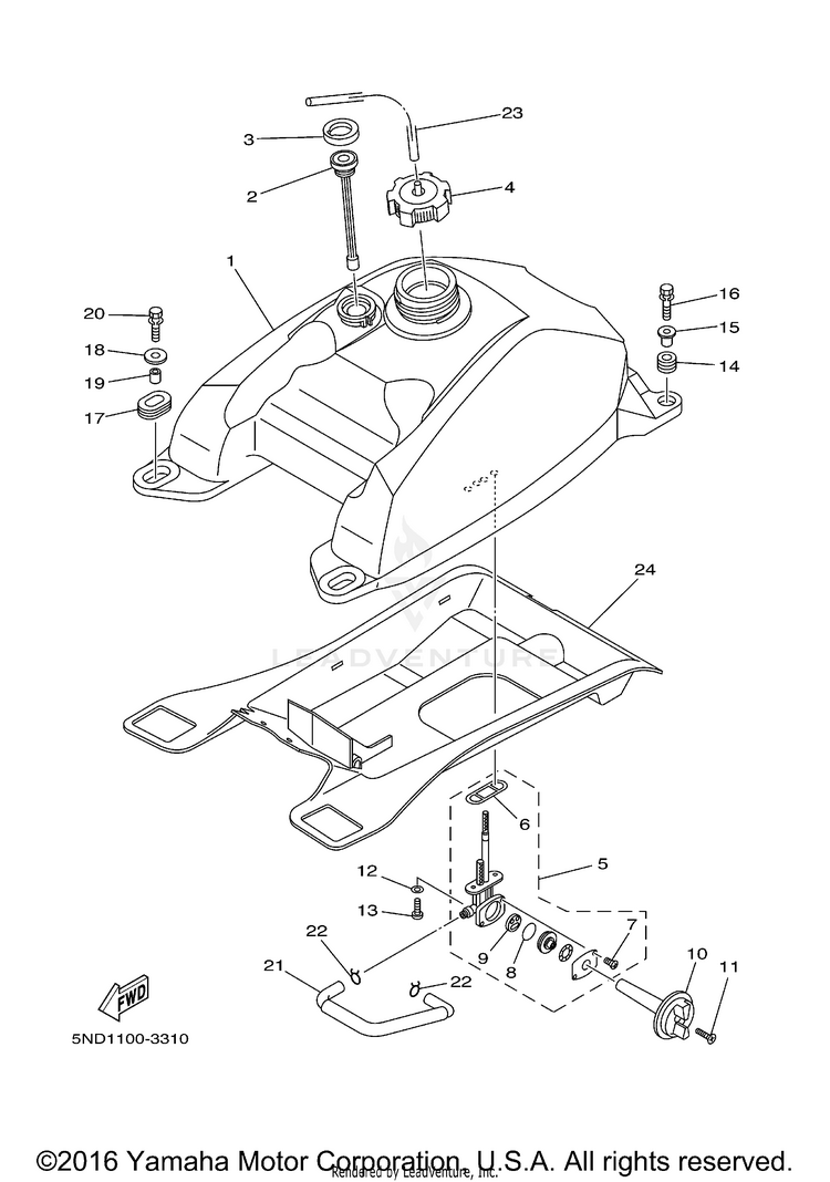 Fuel Tank KODIAK 450 4WD - YFM45FAV - 2006 Schematic