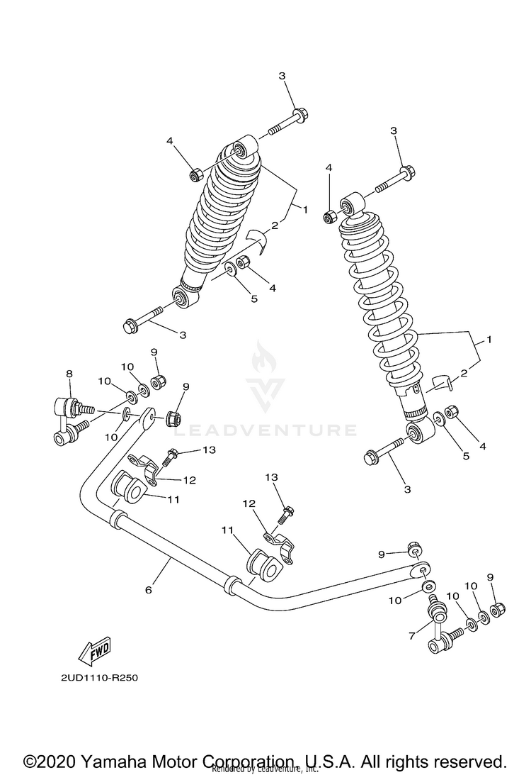 Rear Suspension GRIZZLY EPS 4WD SE - YFM70GPSKB - 2019 Schematic
