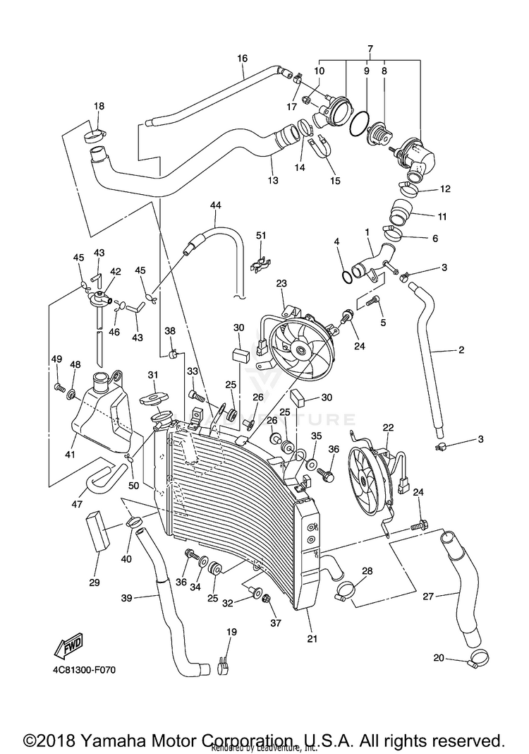 Radiator Hose R1 - YZFR1XCB - 2008 Schematic