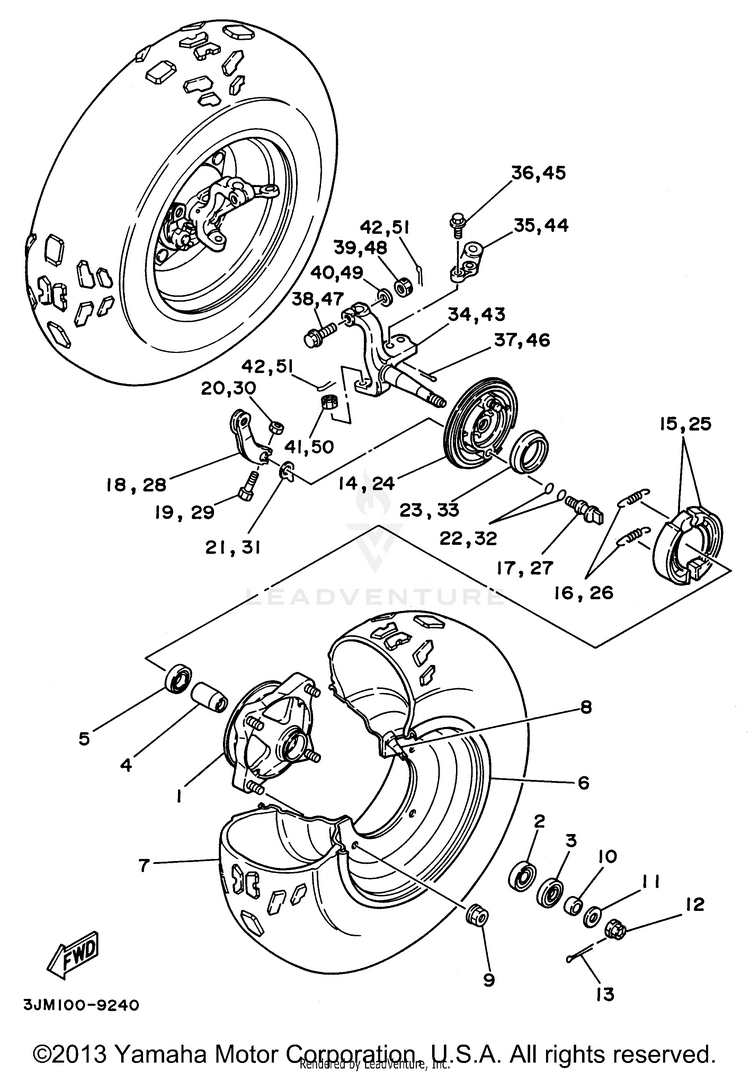Front Wheel BLASTER - YFS200H - 1996 Schematic