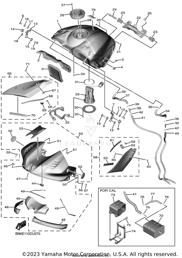 Fuel Tank YZFR6 - YZFR6KCGY - 2019 Schematic