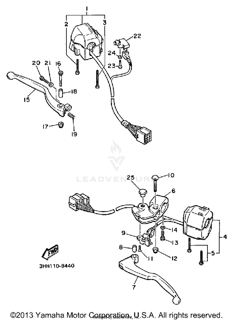 Handle Switch Lever FZR600AC - 1990 Schematic