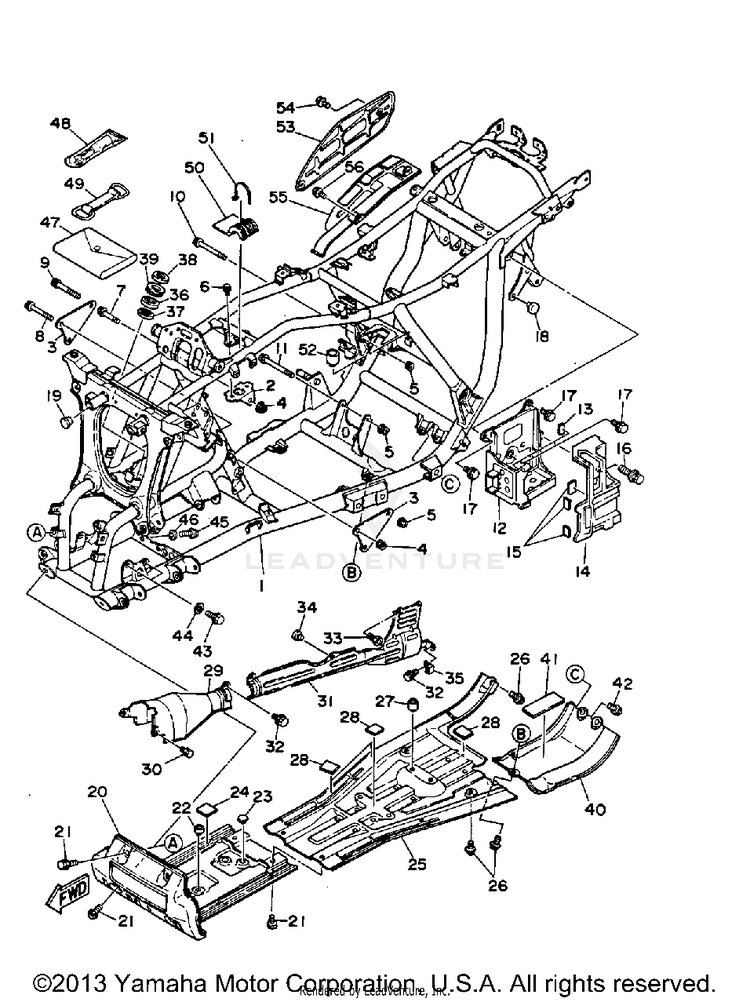 Frame BIG BEAR - YFM350FWB_MNH - 1991 Schematic
