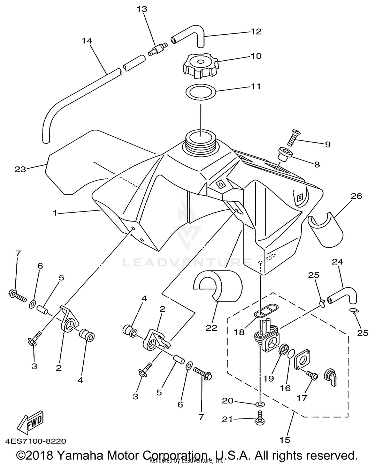 Fuel Tank YZ80 - YZ80L1 - 1999 Schematic